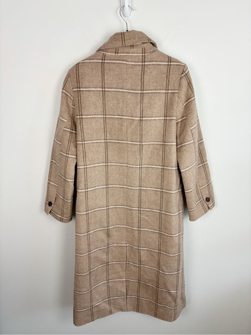 VICI Autumn Root Plaid Longline Trench Coat in Sand Size S - Picture 5 of 11